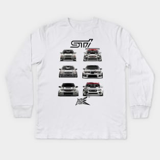 evolution of the impreza wrx sti Kids Long Sleeve T-Shirt